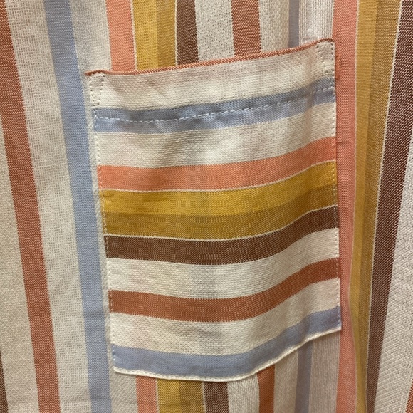Soft Surroundings womens Enyo Striped Cotton Tencel Shirt Top in orange … - Picture 3 of 6